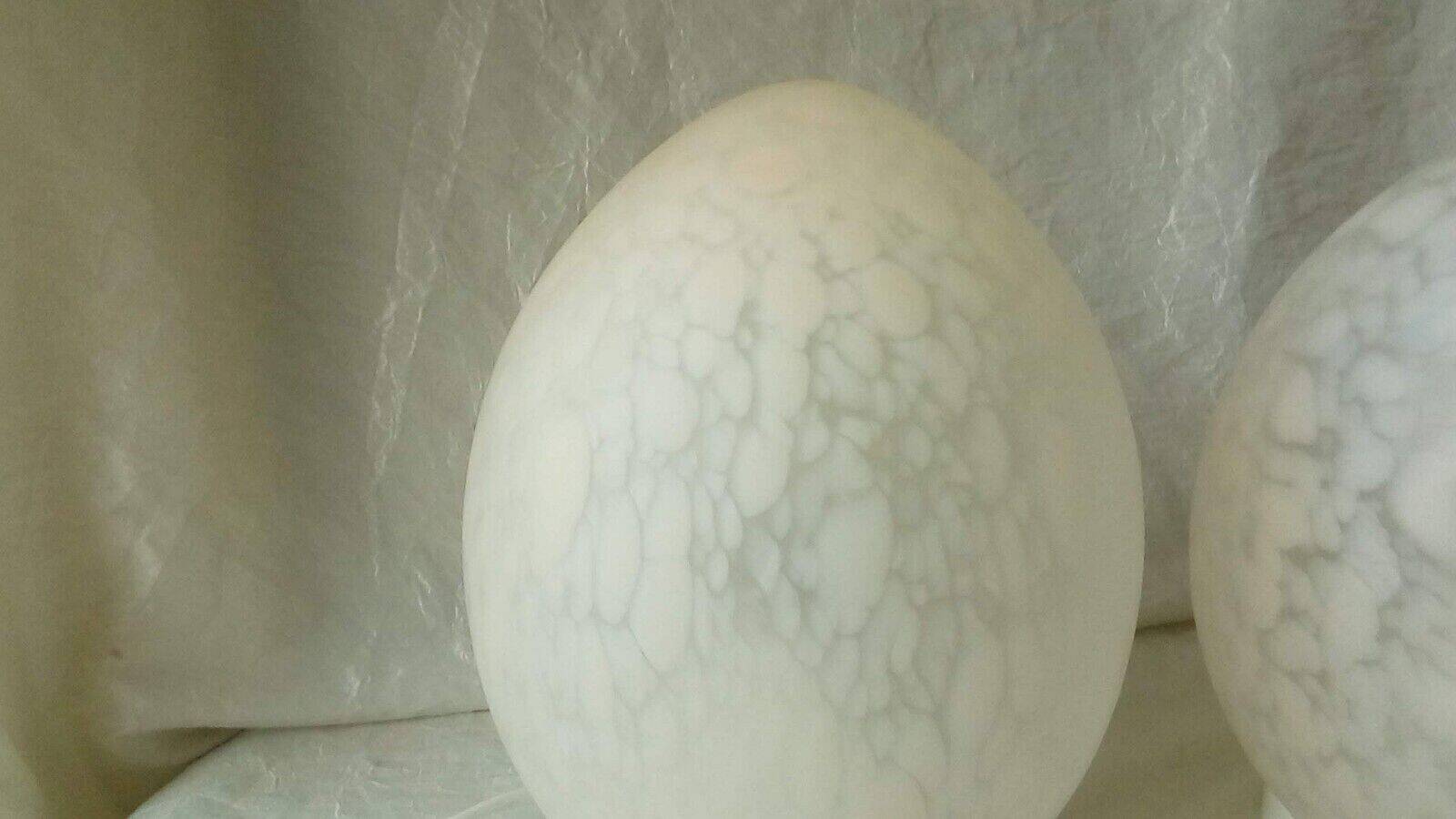 Pair of marble glass egg lamps