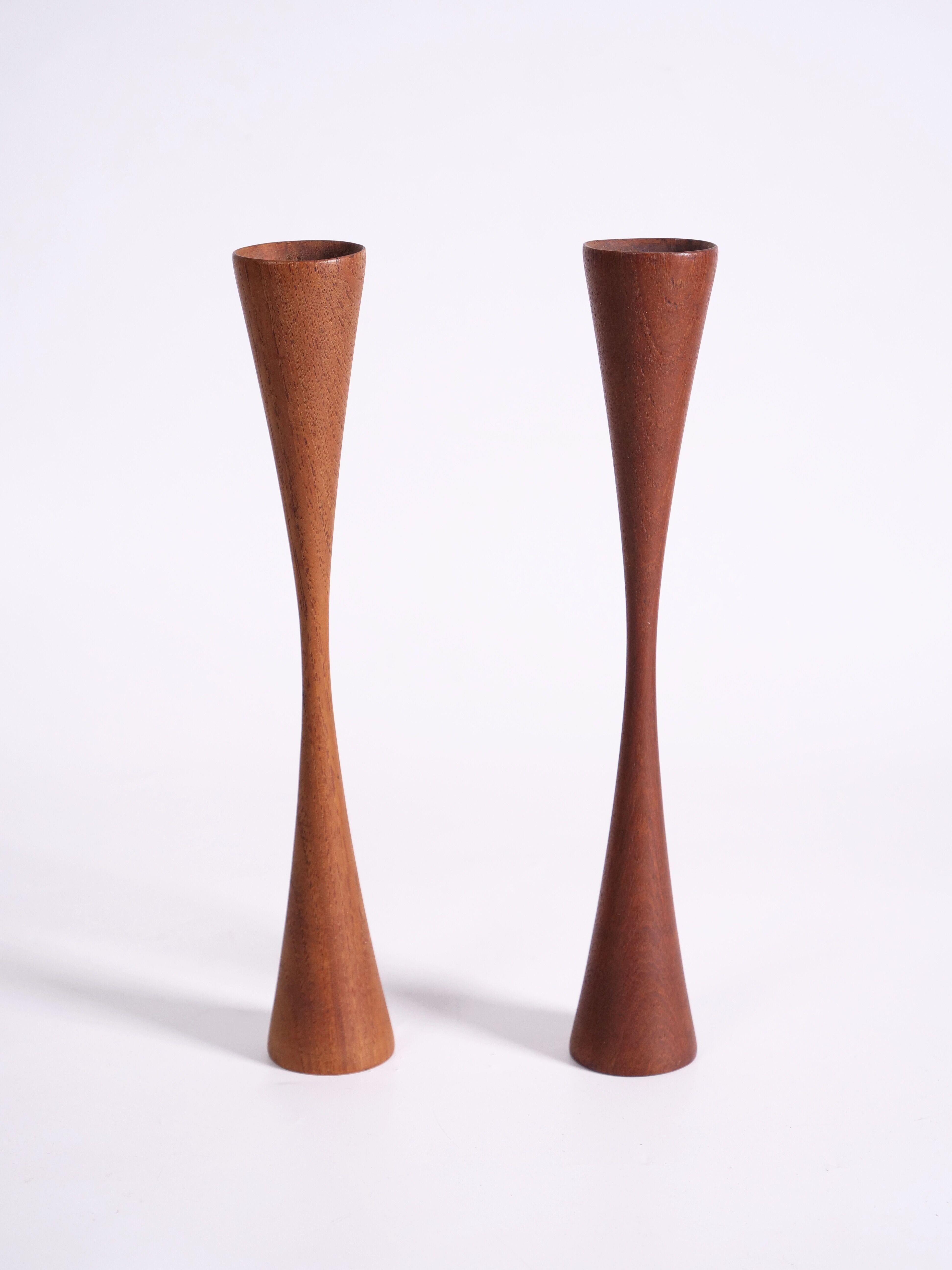 Scandinavian teak candlesticks