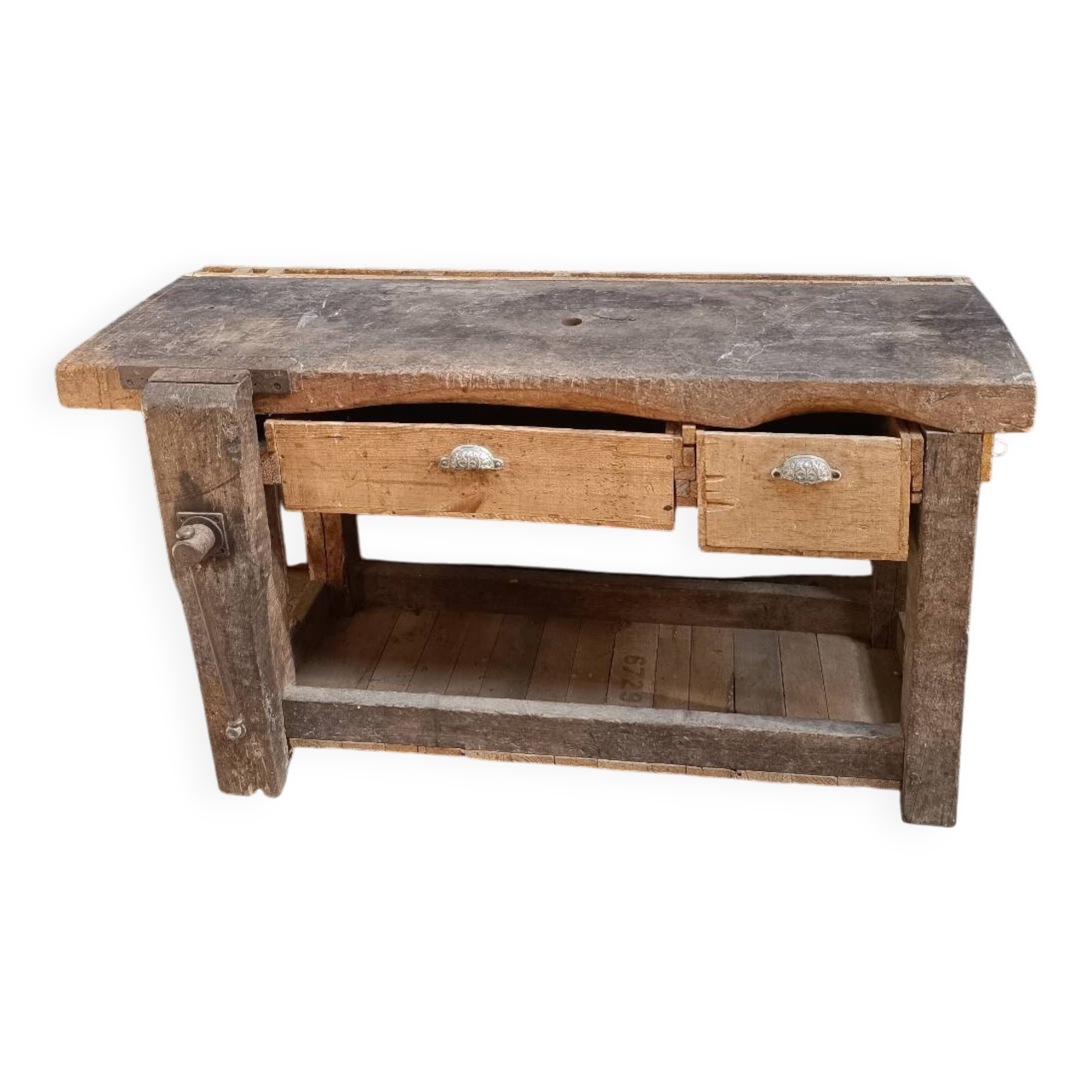 Vintage solid wood carpenter's workbench