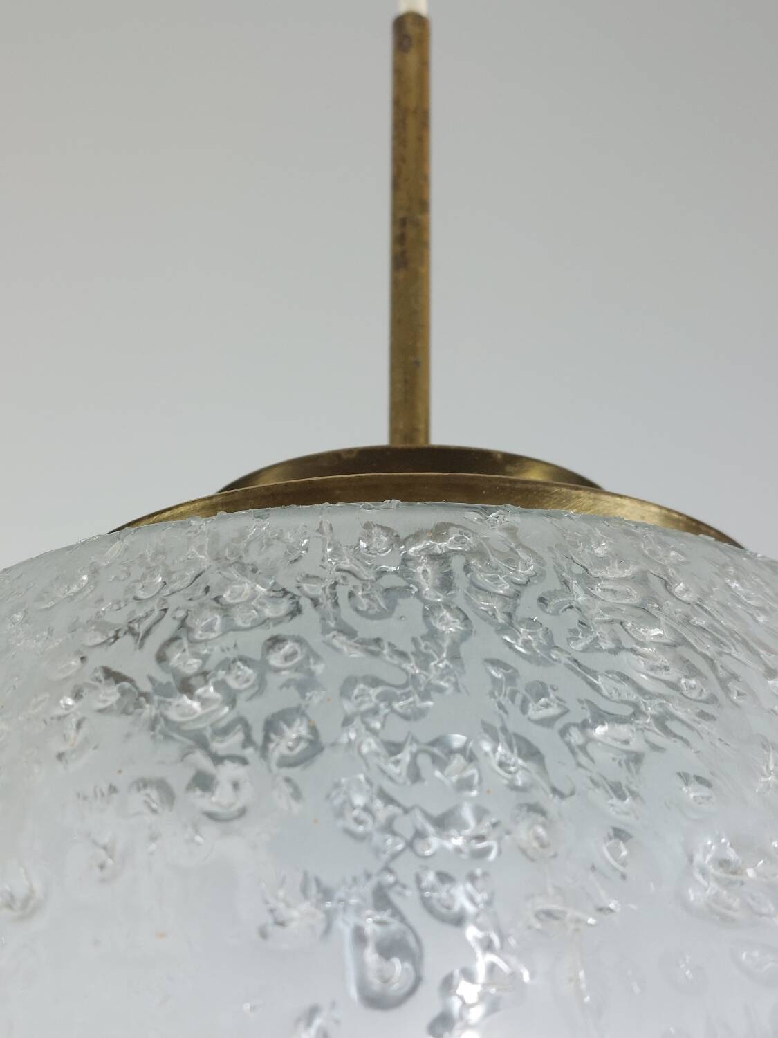Vintage brass and frosted glass suspension, mid-century style, Doria Germany.