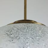 Vintage brass and frosted glass suspension, mid-century style, Doria Germany.
