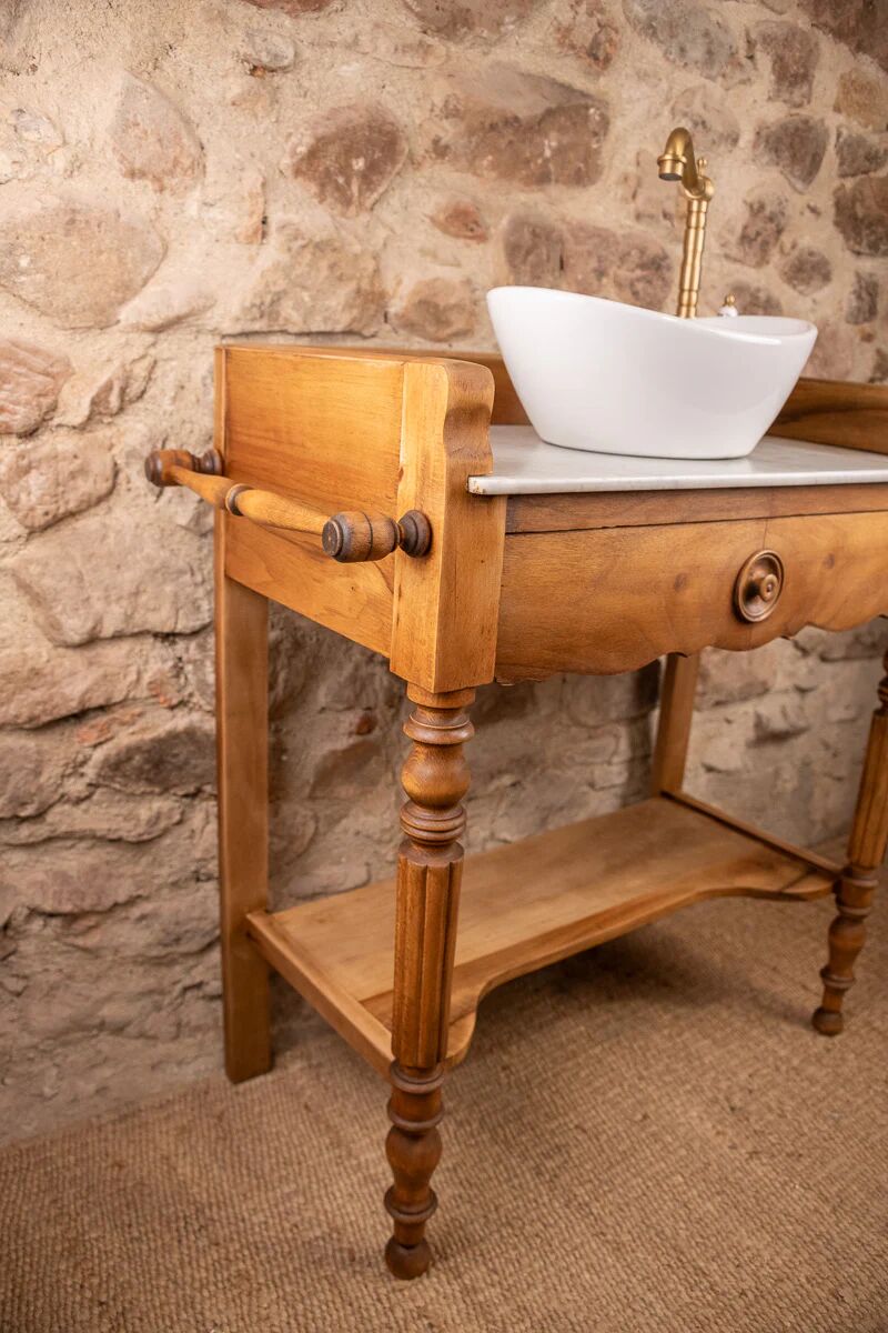 Marble and wood washbasin furniture in Louis-Philippe style.