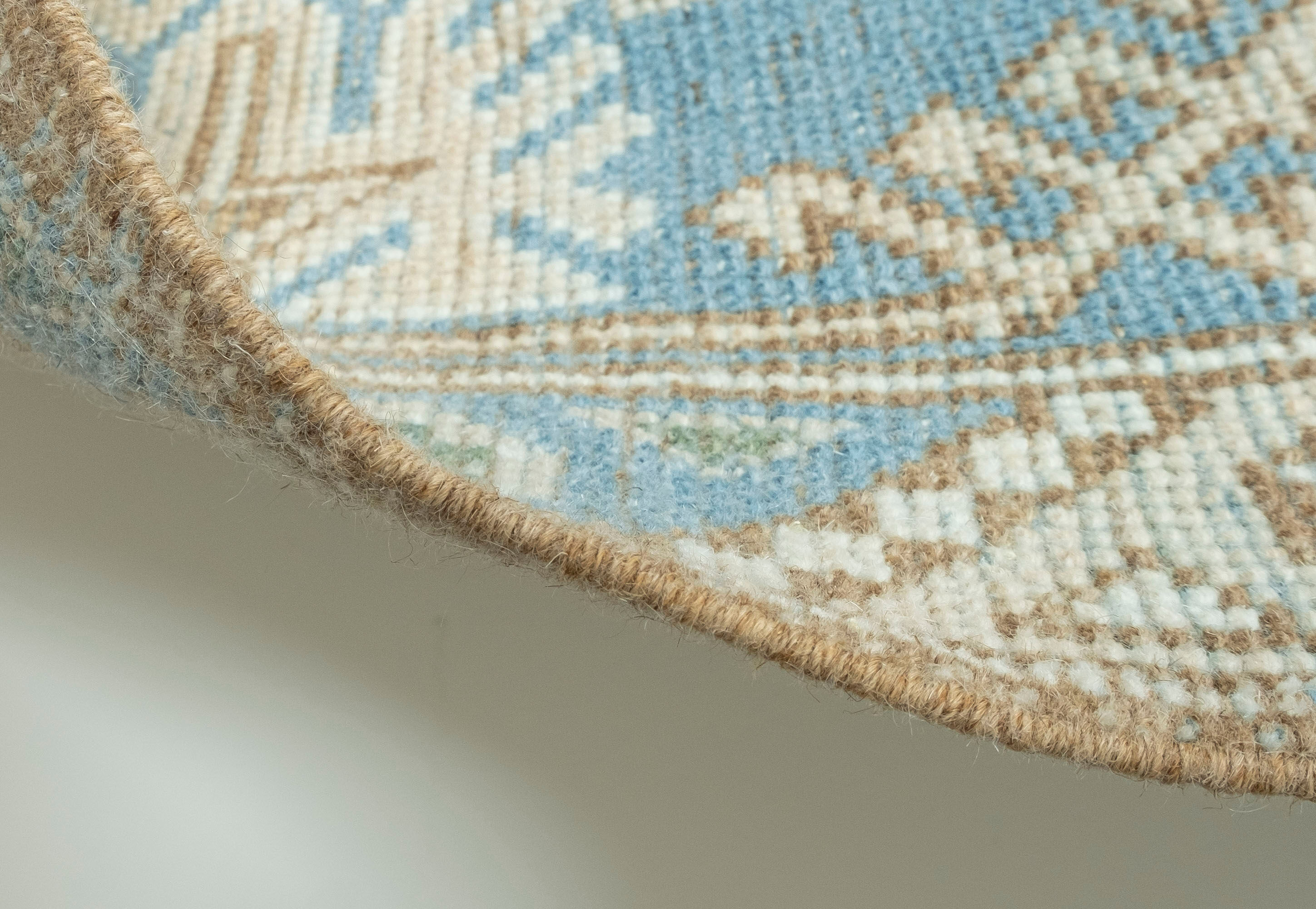 Distressed Vintage Blue Turkish Rug 4'1" X 6'9"