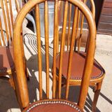 6 chaises Baumann en bois et simili cuir