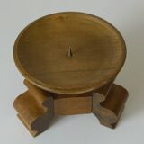 Large antique candle holder Art Deco handmade wood candle stick holder