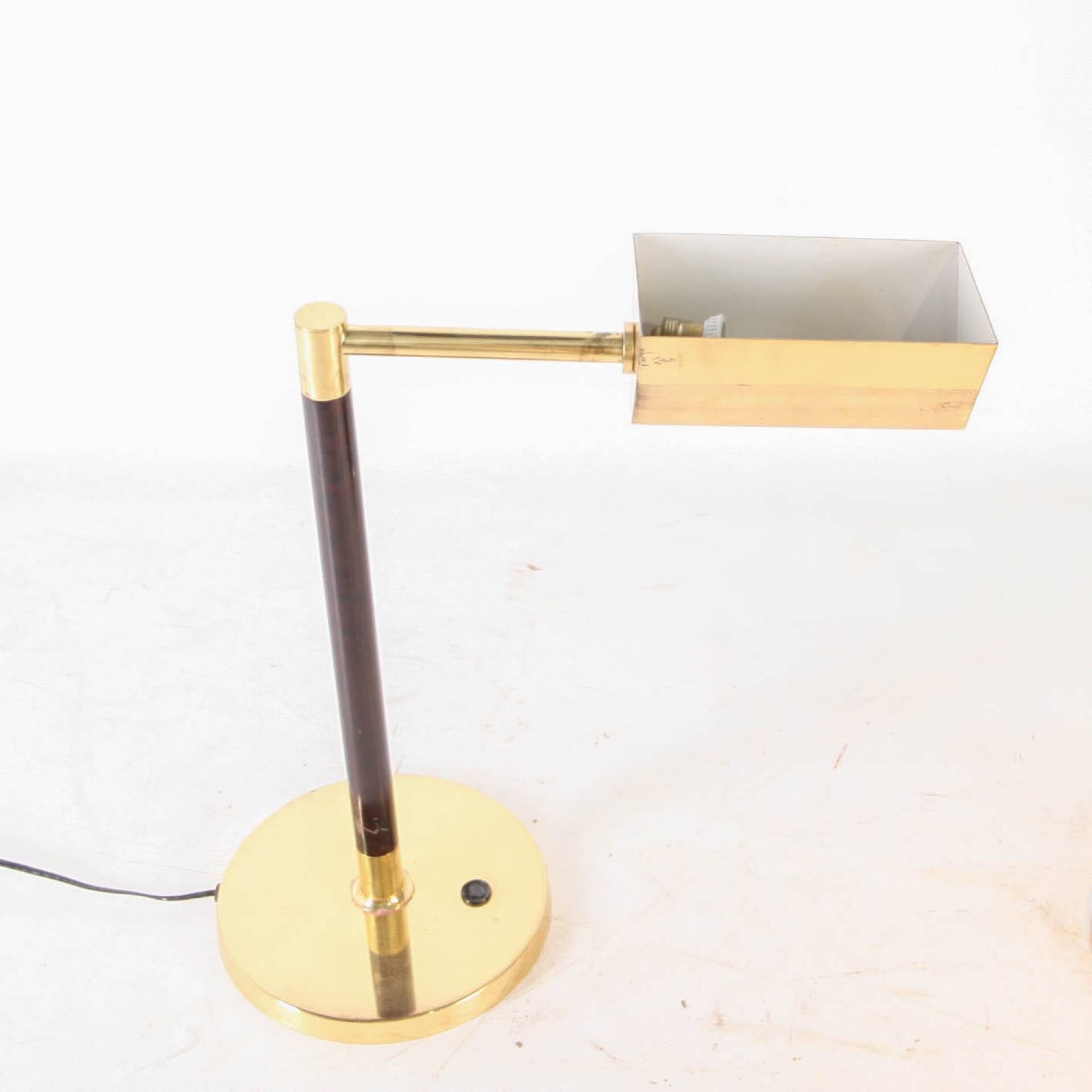 Brass and wood lamps