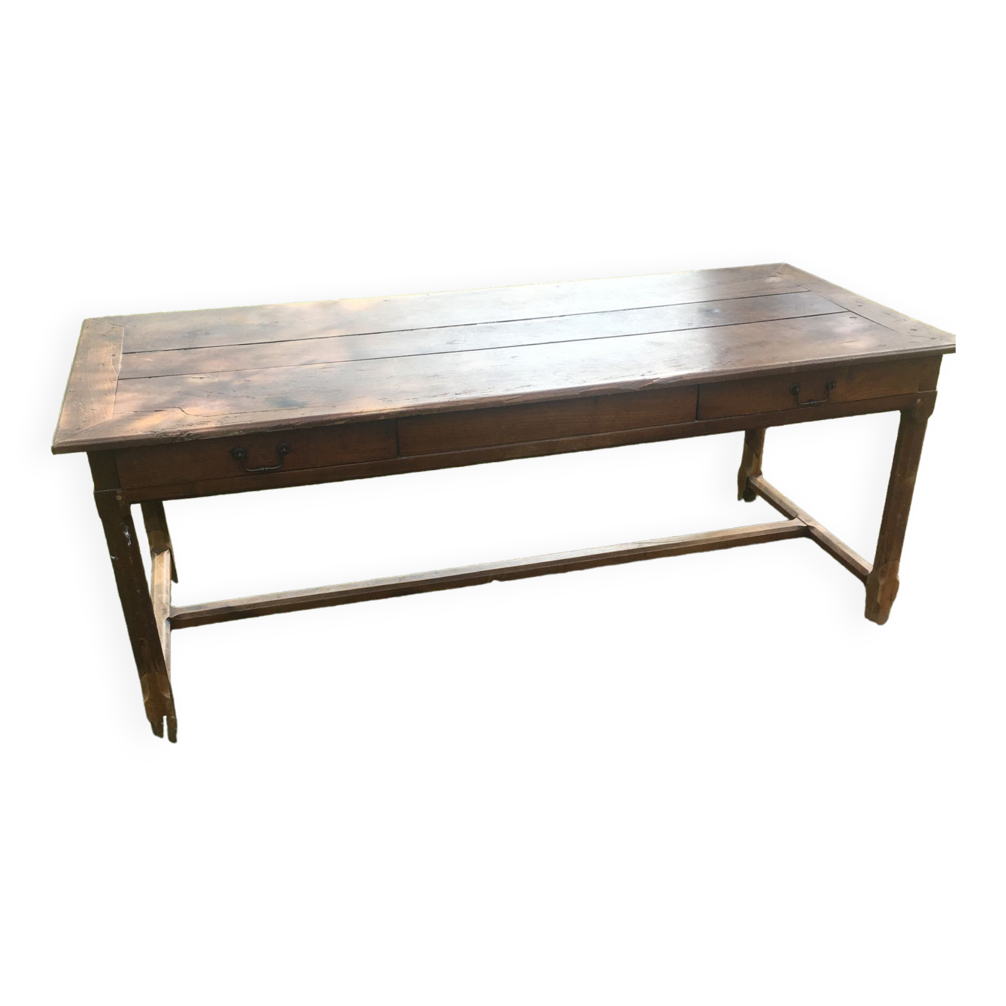 Kitchen farmhouse table in oak and chestnut eighteenth with two drawers 196/87-78h