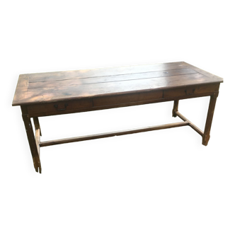 Kitchen farmhouse table in oak and chestnut eighteenth with two drawers 196/87-78h