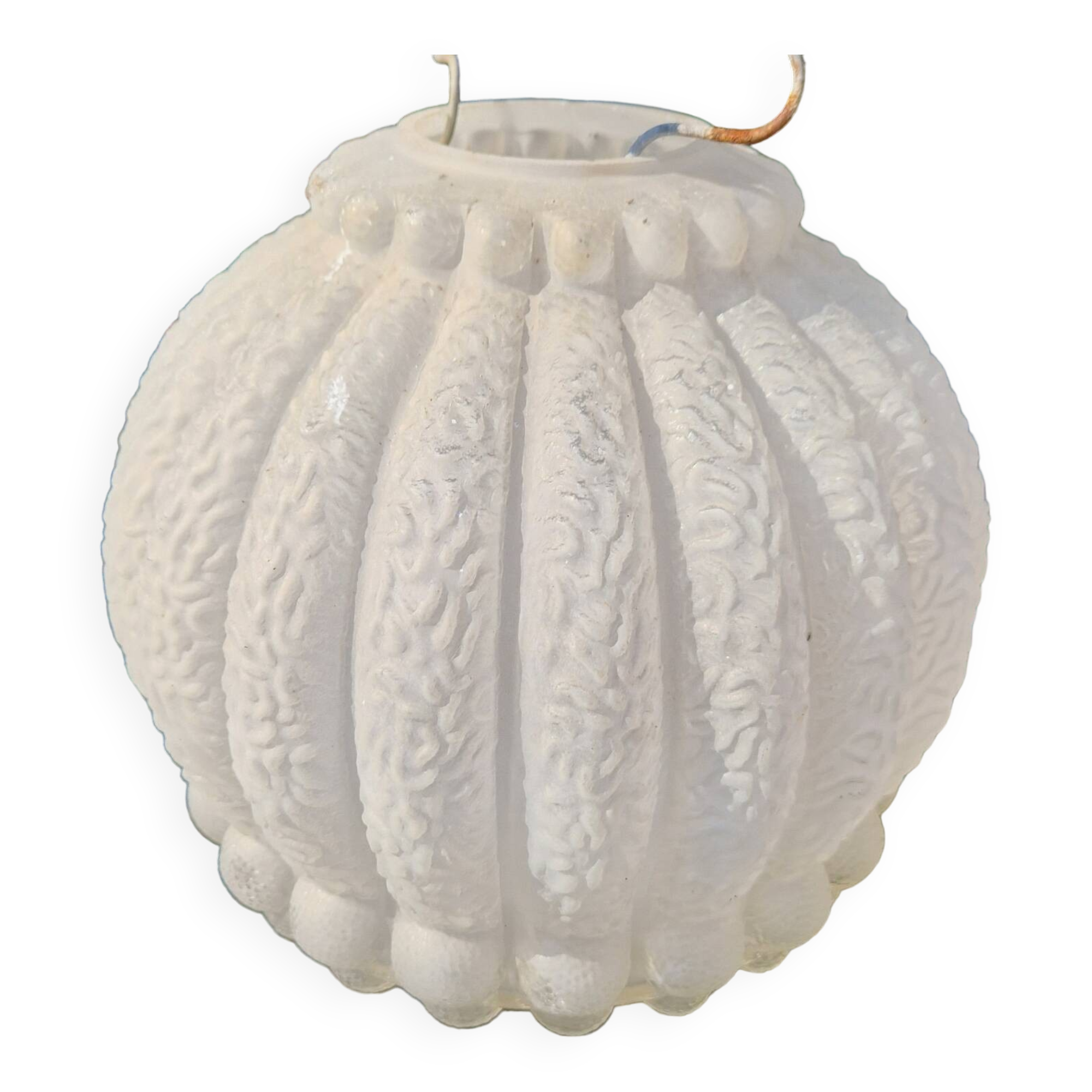 Molded glass hanging globe