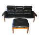 Eric Merthen leather sofa with matching ottoman, Sweden 1960s