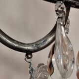 Wall light in tinned brass and crystal pendants - rococo light 2 lights
