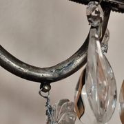 Wall light in tinned brass and crystal pendants - rococo light 2 lights