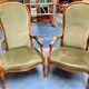 Voltaire armchairs in green velvet, the pair