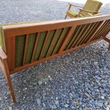Living room set: sofa and 2 boomerang-style armchairs, 1950s
