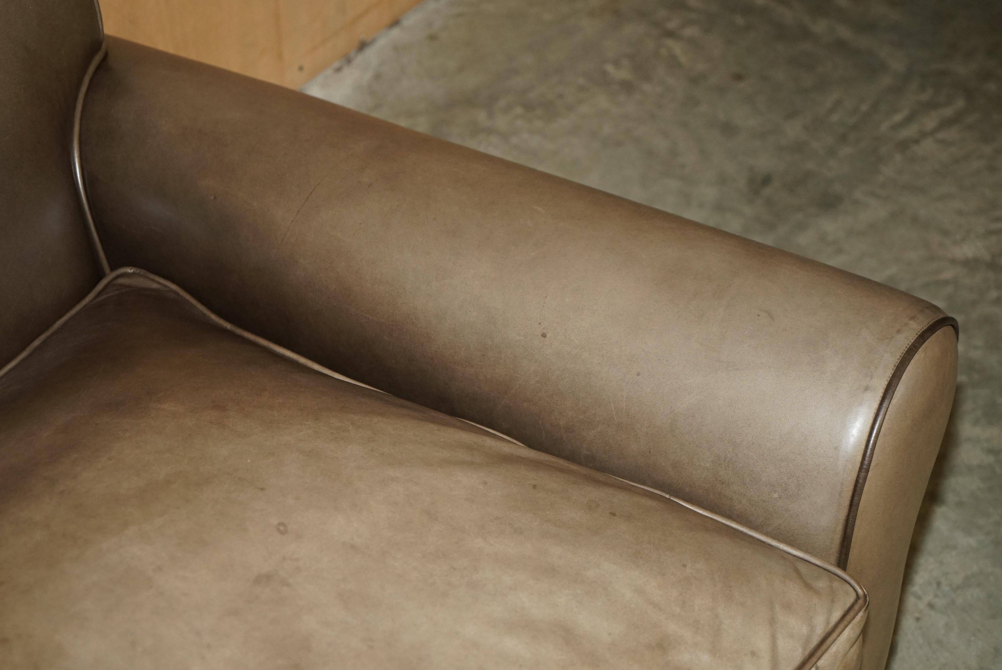 Large leather loveseat by Terence Conran