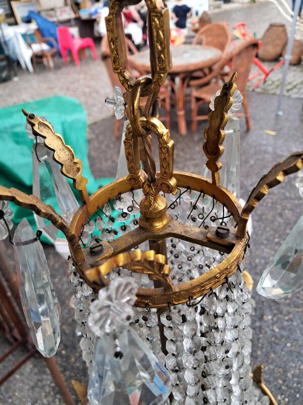 Lustre mongolfière à pampilles