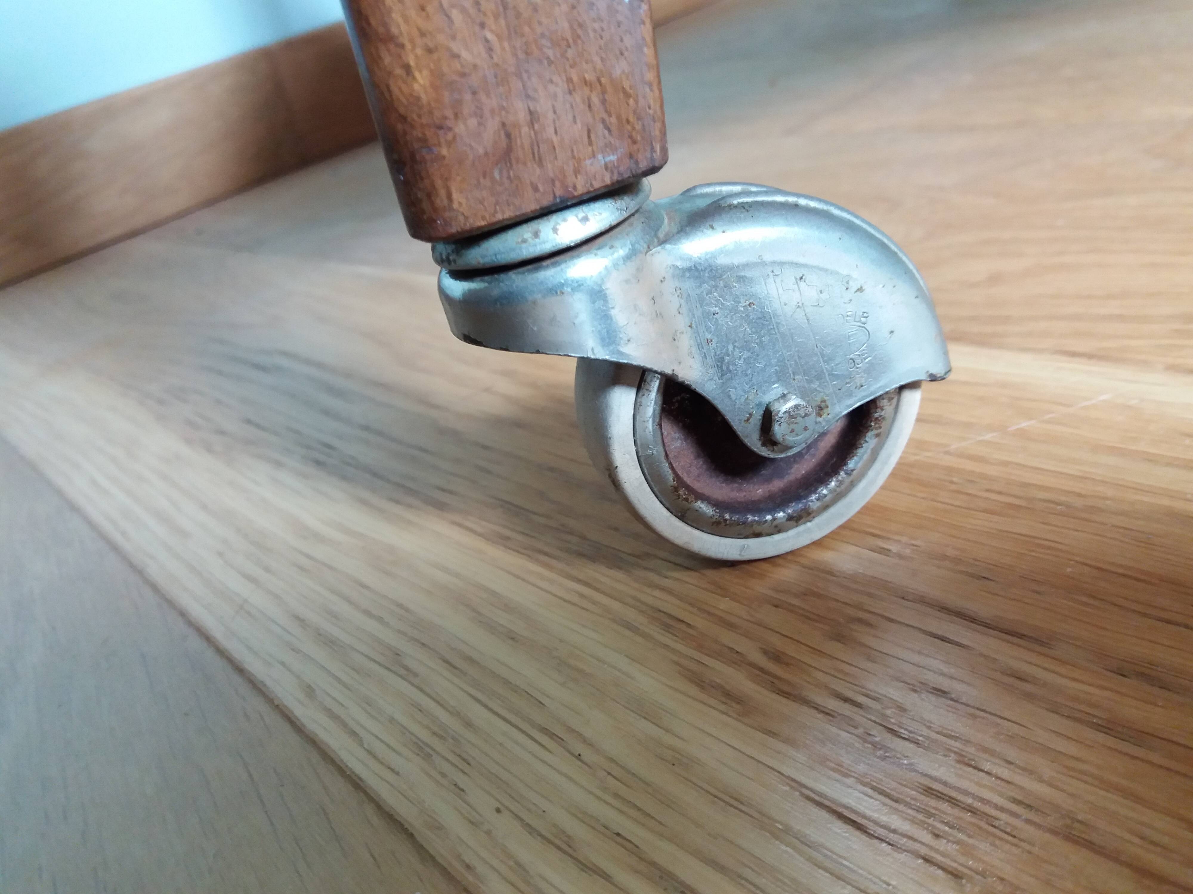 Formica and wood dessert table on wheels