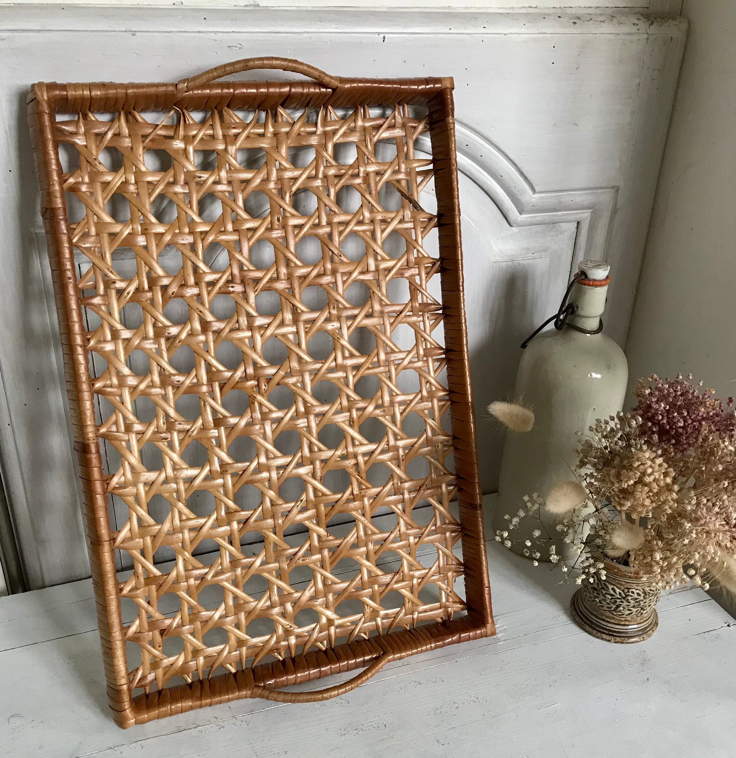 Vintage rattan tray