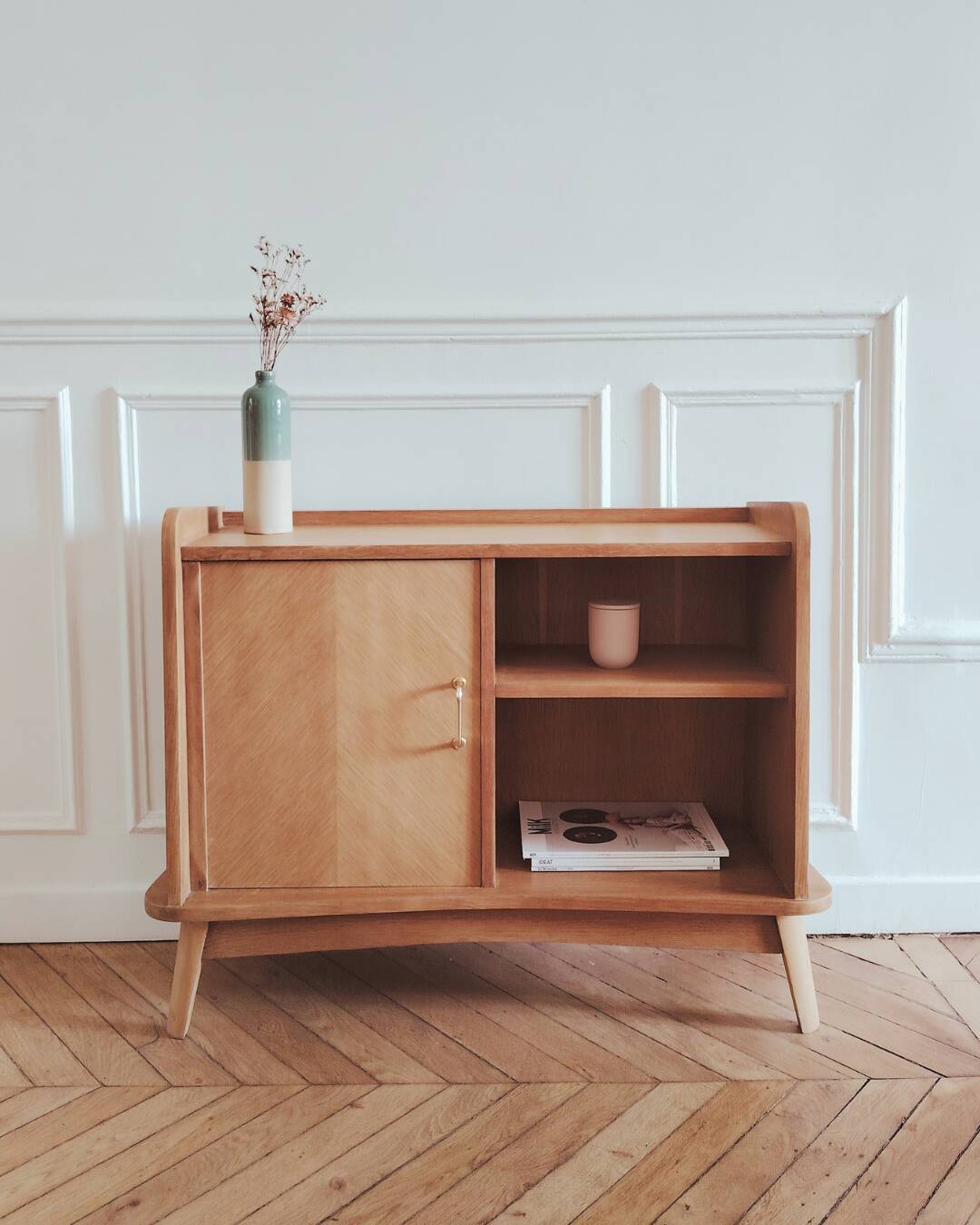 Renovated vintage buffet in Scandinavian style, 1960s.