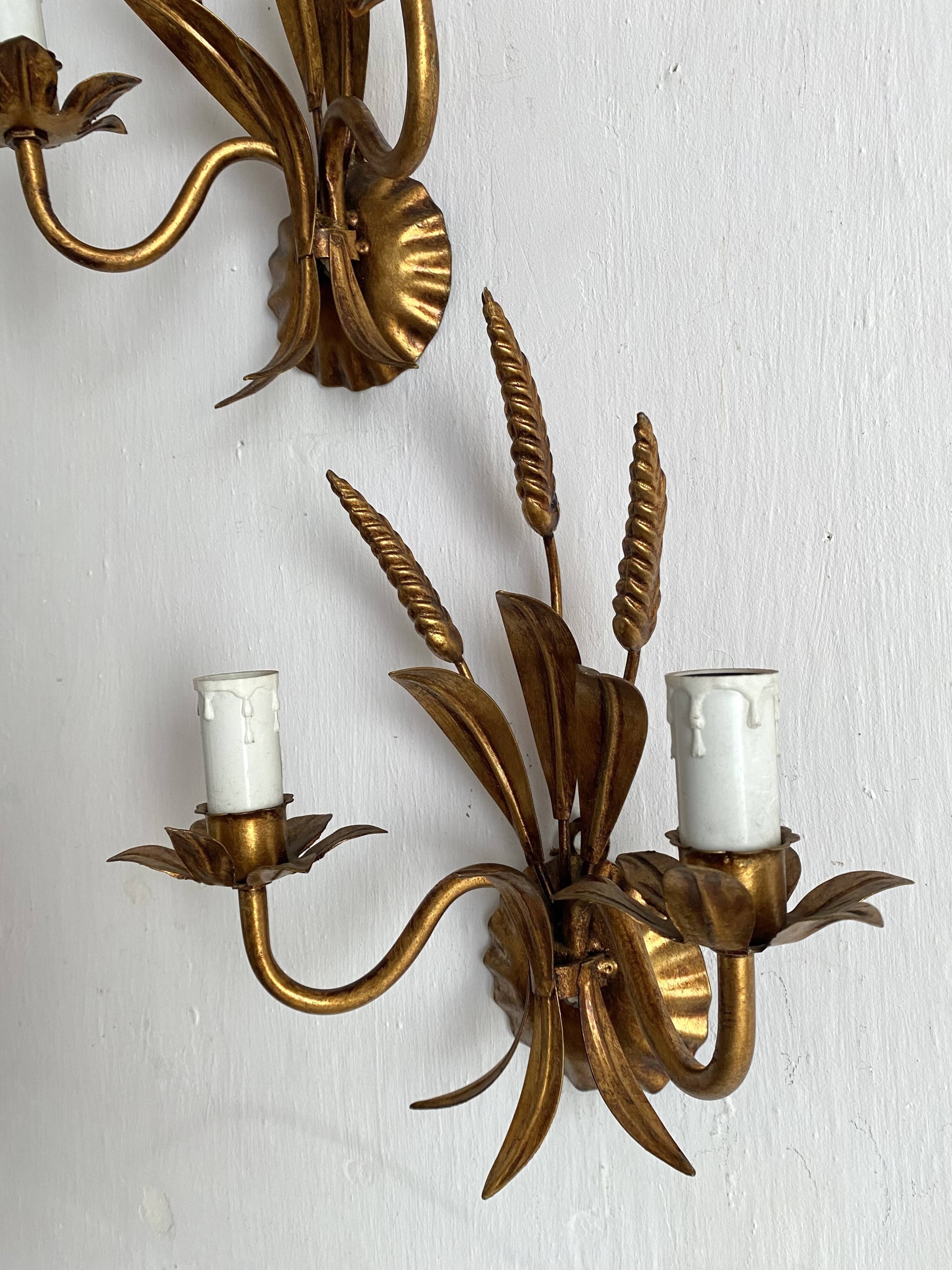 Hollywood Regency Italian wheat ear sconces