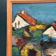 Original Swedish Oil on Panel – "Village Scene (Thick Impasto)" – Signed – Vintage and Framed