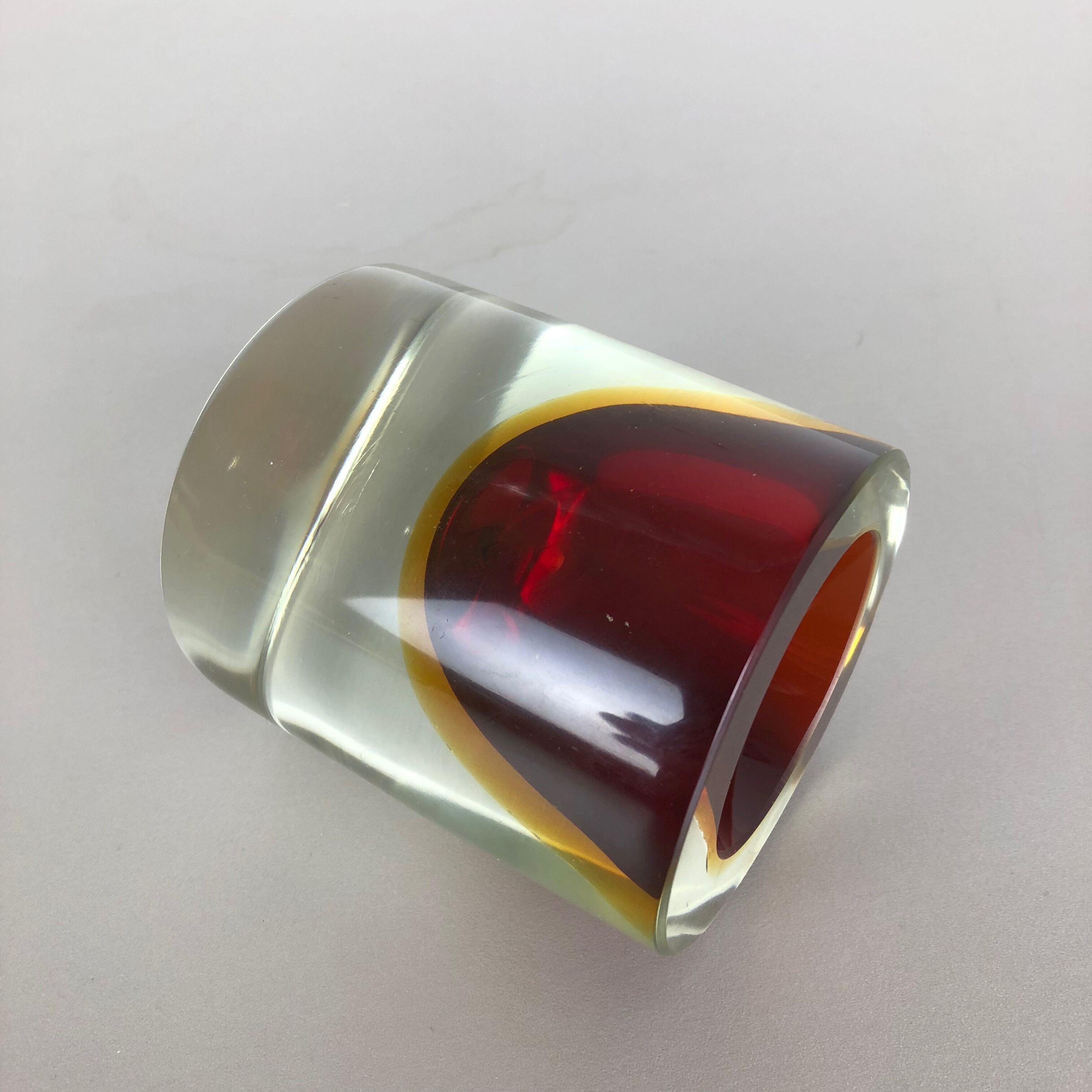 Multi-Color Murano Vetri Glass Sommerso Bowl Shell Ashtray Element, Italy, 1970s