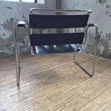 Bauhaus modernist leather chrome armchairs