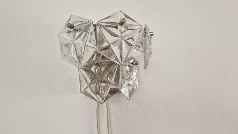 Rare Midcentury Glass Wall Lamp in Style of Kinkeldey, 1960s.