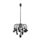 Suspension Sputnik vintage avec 9 points lumineux et 16 ampoules chromées