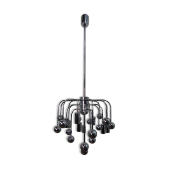 Suspension Sputnik vintage with 9 light points and 16 chrome bulbs