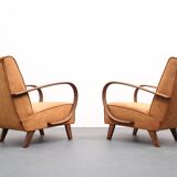 1930 Jindrich Halabala Bentwood Armchair in Rust Brown Velvet