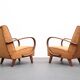1930 Jindrich Halabala Bentwood Armchair in Rust Brown Velvet