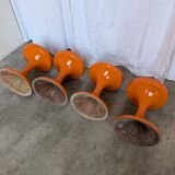 Set of 4 Vintage Mushroom Stool “Jurček” by Meblo, Retro Orange 1960s – Spa