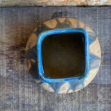 Ancient Vase GILBERT METENIER Beige Stoneware Blue Glazes Vallauris Vintage