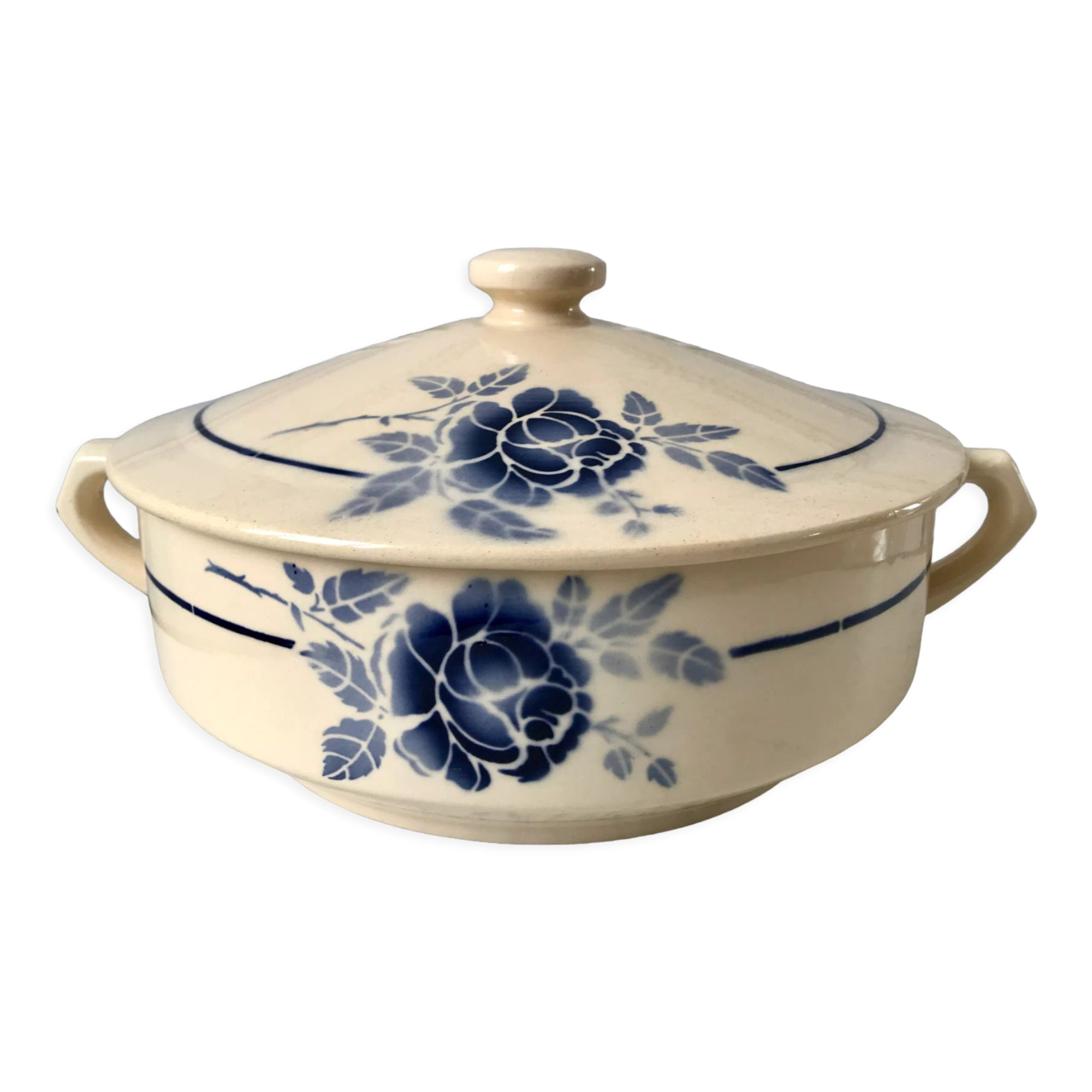 Tureen blue flowers Saint-Amand 30s-40s