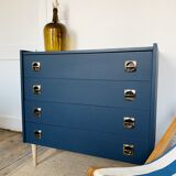 Commode bleu nuit pieds compas
