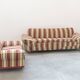 American sofa and armchair in original striped fabric from the 1970s