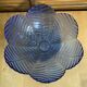 Set of 3 Cobalt Blue Moulded Glass Bowls in Flower Petal Shape Vintage