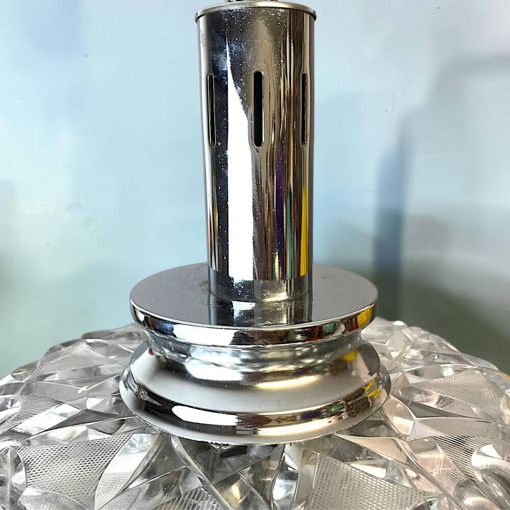 Mid Century Italian Modern glass and chrome hanging lamp