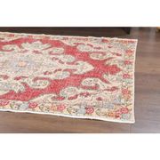 Vintage Turkish Oushak Handmade Wool Cotton Red Area Rug 127x209