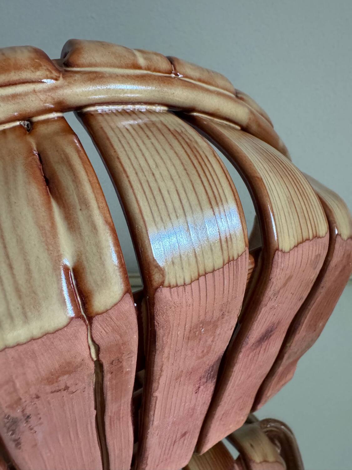 1960s trompe l'oeil ceramic basket