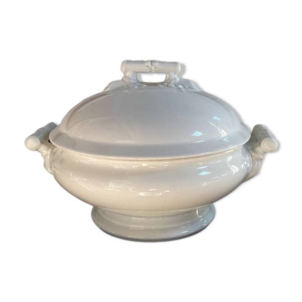 Petite soupière en porcelaine motifs bambou