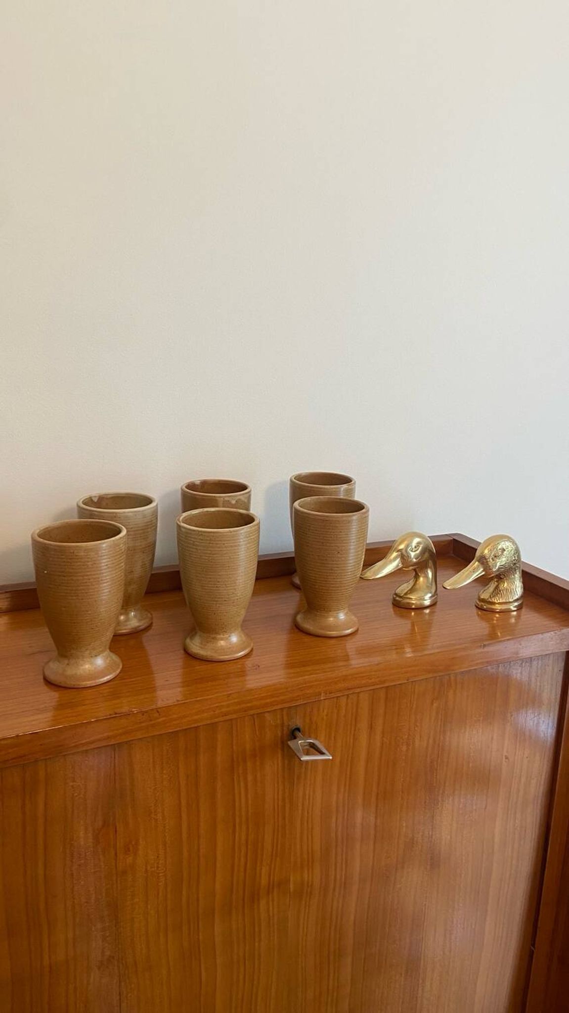Set of 6 glasses / mugs in stoneware, vintage 1970.