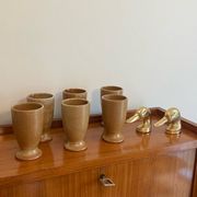Set of 6 glasses / mugs in stoneware, vintage 1970.