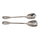 Silver metal salad cutlery, silver