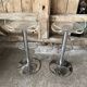 Pair Stool Foot Bar Tulip Metal Chrome + Seat Plexi Transparent Vintage