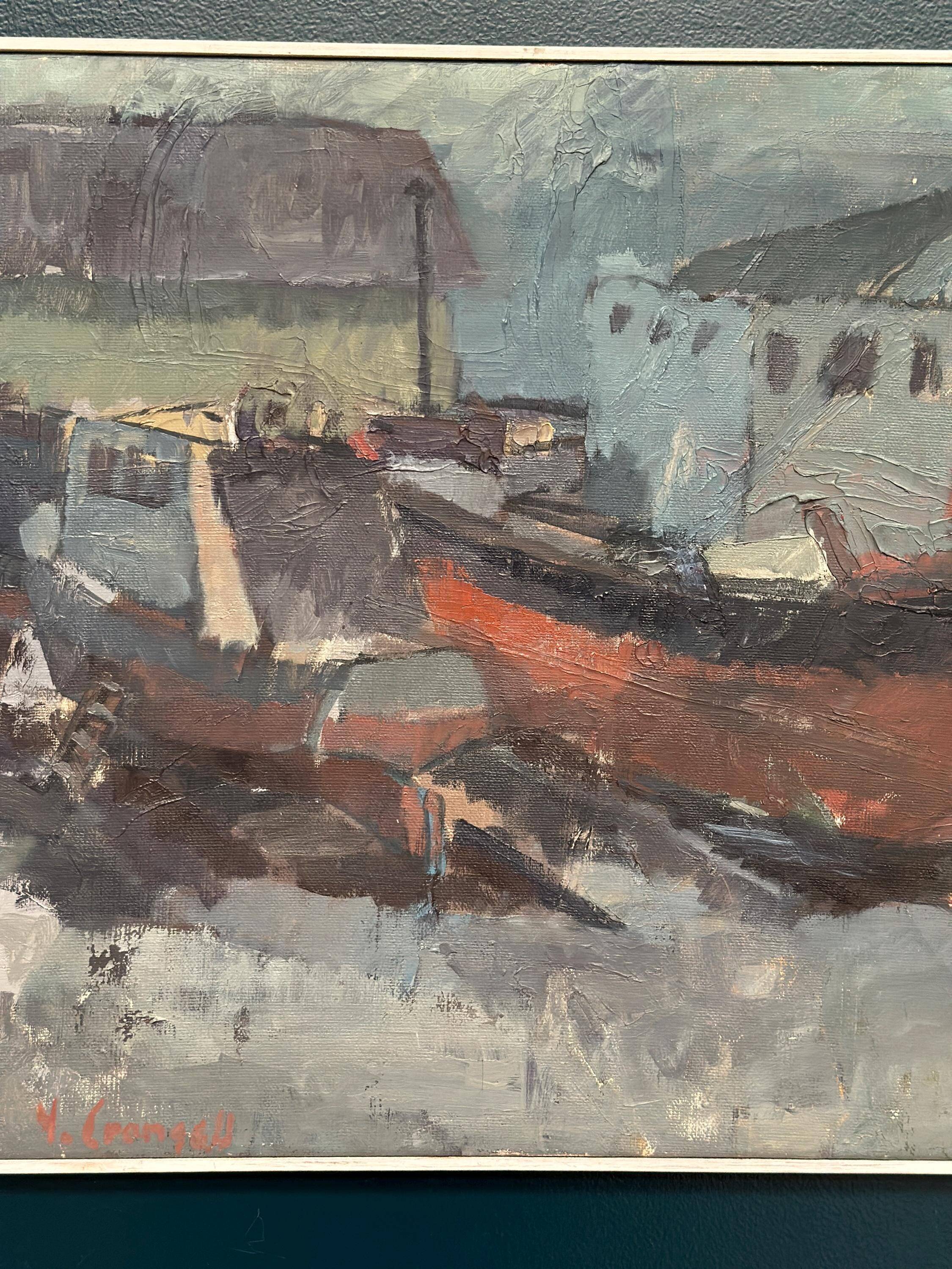 Original Swedish Oil On Canvas – “Boats” By Ingemar Stragnell – Signed – Vintage & Framed