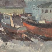 Original Swedish Oil On Canvas – “Boats” By Ingemar Stragnell – Signed – Vintage & Framed