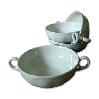 4 pastel green ear bowls | Almond Petals | Grindley England 1950