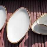 1 saucière 2 raviers Limoges porcelain golden border